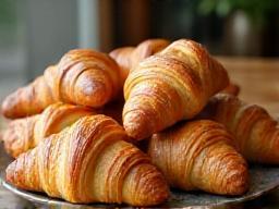 Plate of golden brown croissants